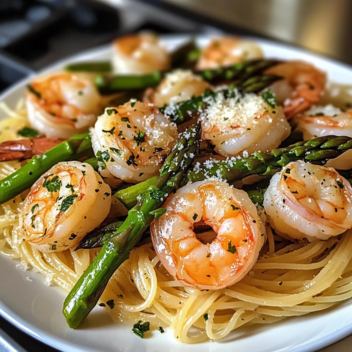 Spargel Garnelen Engelshaar Pasta: Ein schnelles Vergnügen