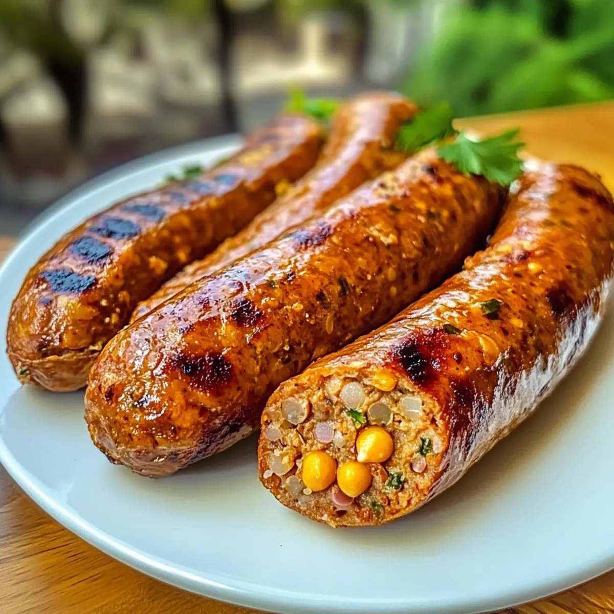 Herzhafte Kichererbsen-Linsen-Wurst mit kräftigen Gewürzen