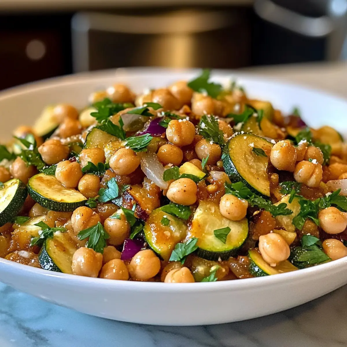 Zucchini und Kichererbsen Pfanne: Schnelles gesundes Abendessen Rezept