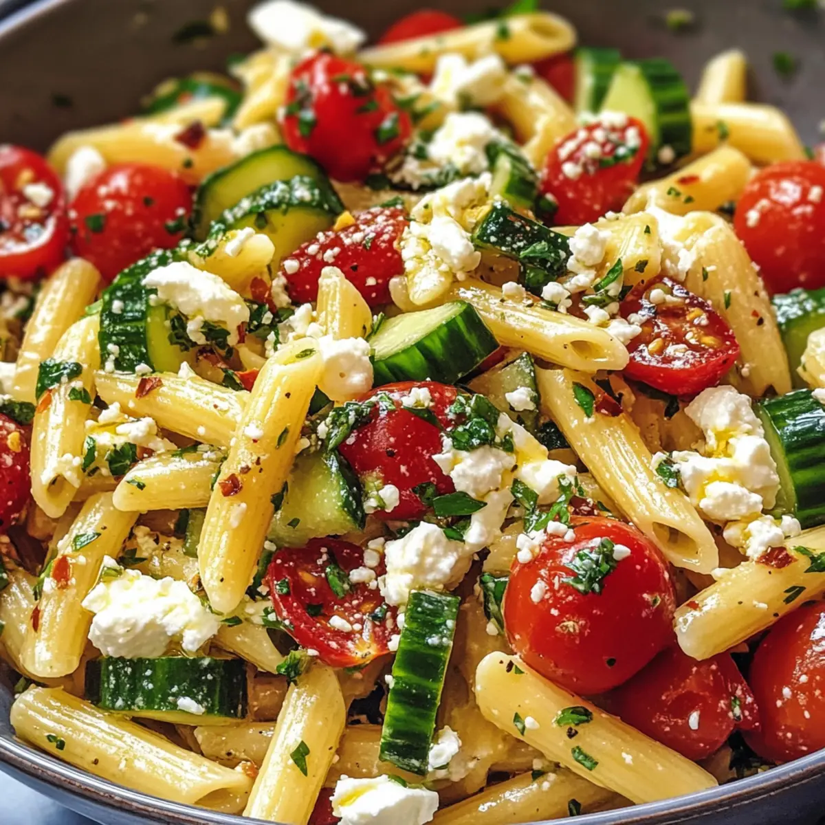 Mittelmeer-Pasta Kirsche Feta