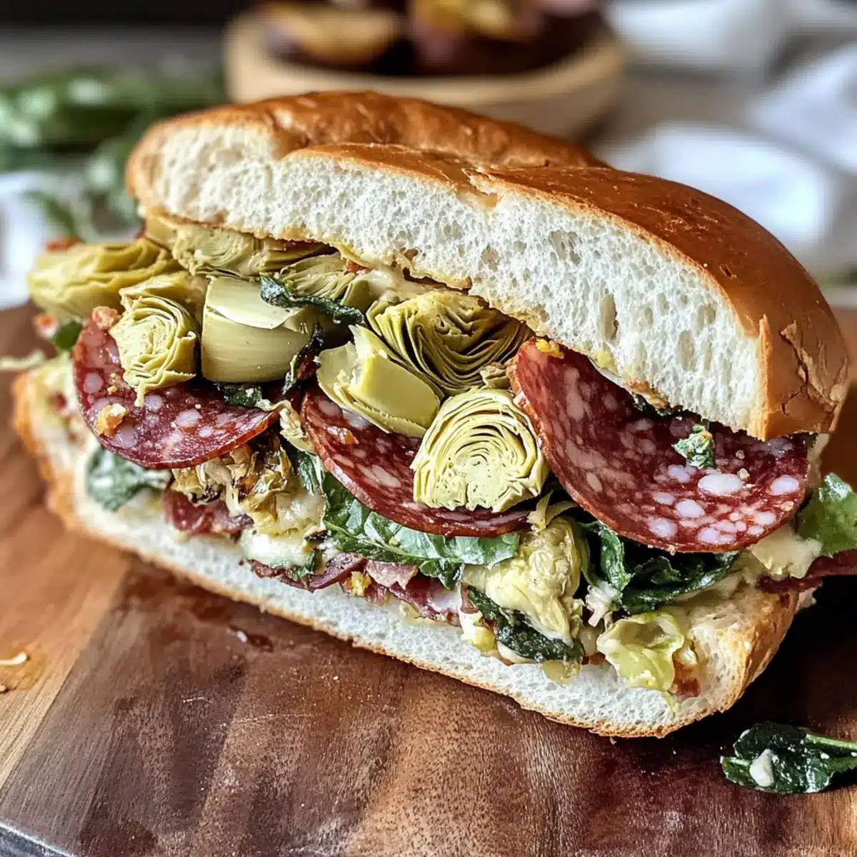 Genieße den Crunch: Italienisches Sandwich mit knusprigen Artischocken